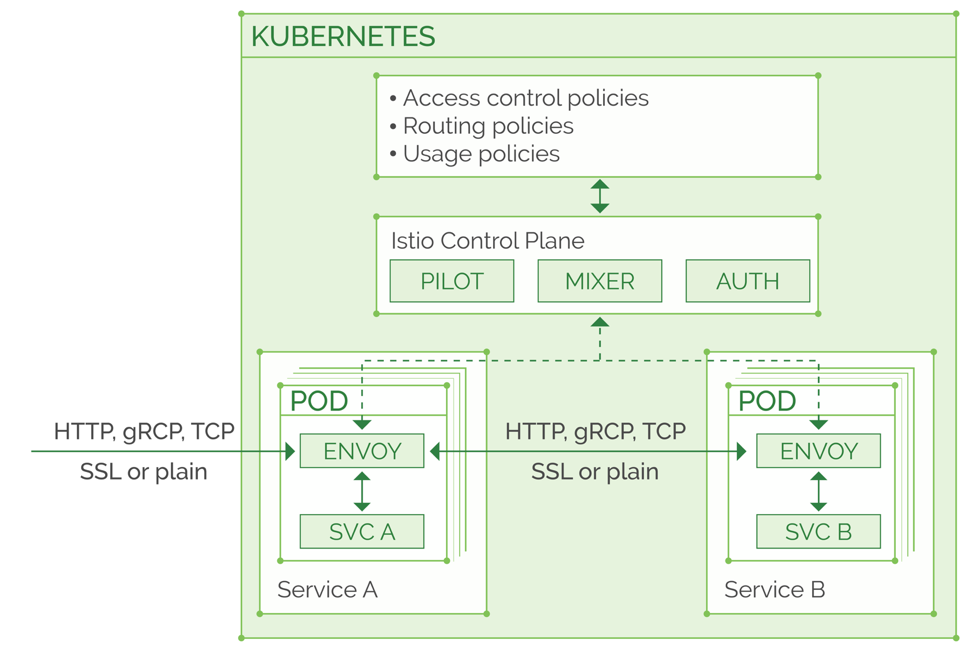 Istio topology in a Kubernetes cluster